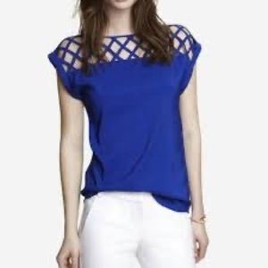 Express | Royal Blue Top with Criss cross Front Details